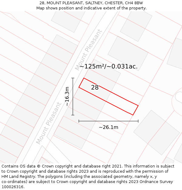 28, MOUNT PLEASANT, SALTNEY, CHESTER, CH4 8BW: Plot and title map