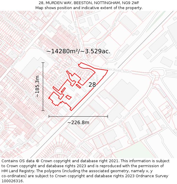 28, MURDEN WAY, BEESTON, NOTTINGHAM, NG9 2WF: Plot and title map