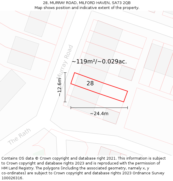 28, MURRAY ROAD, MILFORD HAVEN, SA73 2QB: Plot and title map