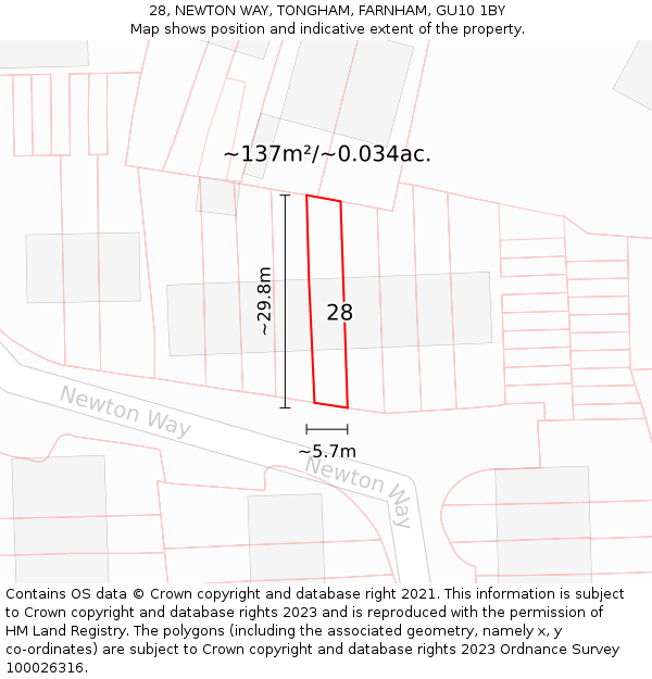 28, NEWTON WAY, TONGHAM, FARNHAM, GU10 1BY: Plot and title map