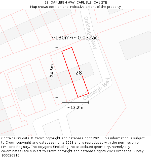28, OAKLEIGH WAY, CARLISLE, CA1 2TE: Plot and title map