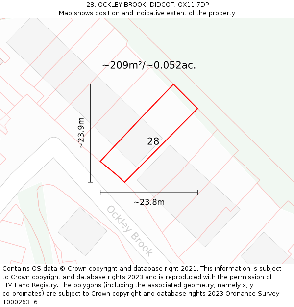 28, OCKLEY BROOK, DIDCOT, OX11 7DP: Plot and title map