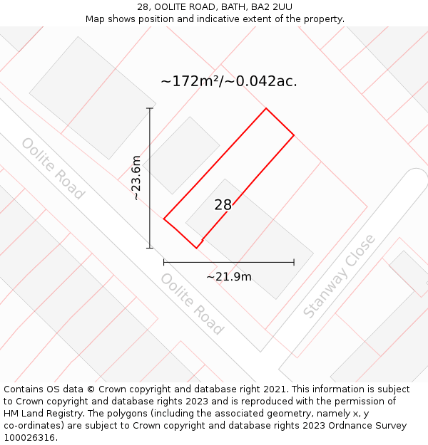 28, OOLITE ROAD, BATH, BA2 2UU: Plot and title map