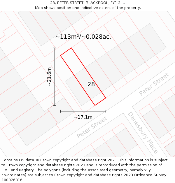 28, PETER STREET, BLACKPOOL, FY1 3LU: Plot and title map