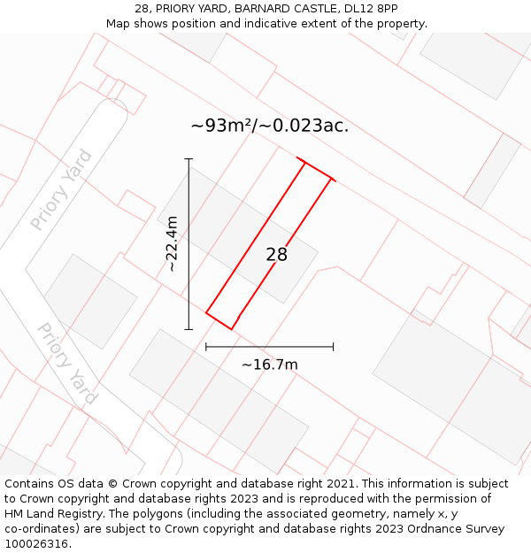 28, PRIORY YARD, BARNARD CASTLE, DL12 8PP: Plot and title map