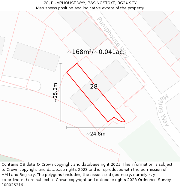 28, PUMPHOUSE WAY, BASINGSTOKE, RG24 9GY: Plot and title map