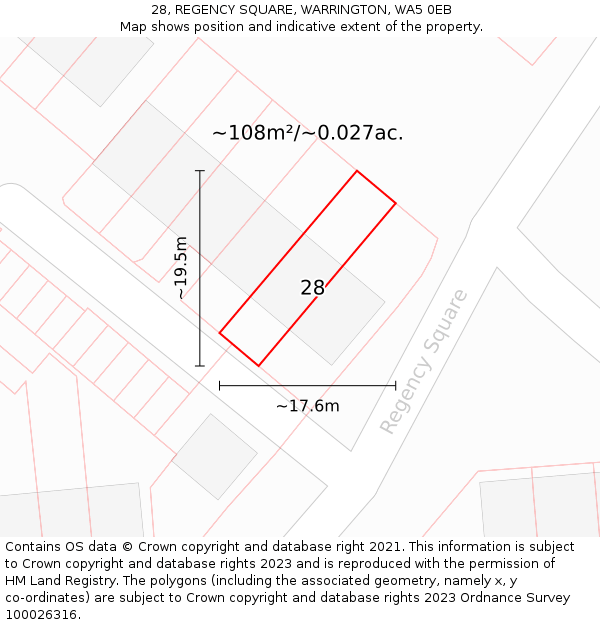 28, REGENCY SQUARE, WARRINGTON, WA5 0EB: Plot and title map