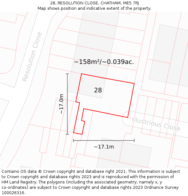 28, RESOLUTION CLOSE, CHATHAM, ME5 7RJ: Plot and title map