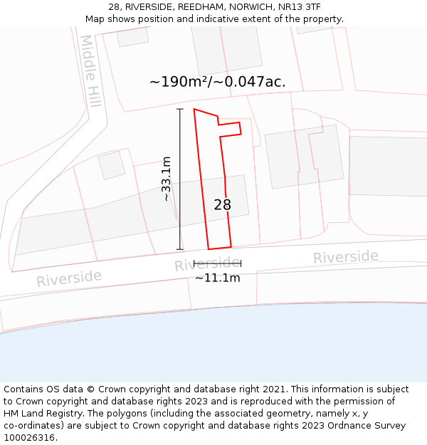 28, RIVERSIDE, REEDHAM, NORWICH, NR13 3TF: Plot and title map