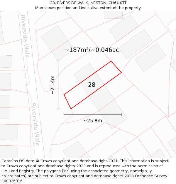 28, RIVERSIDE WALK, NESTON, CH64 0TT: Plot and title map