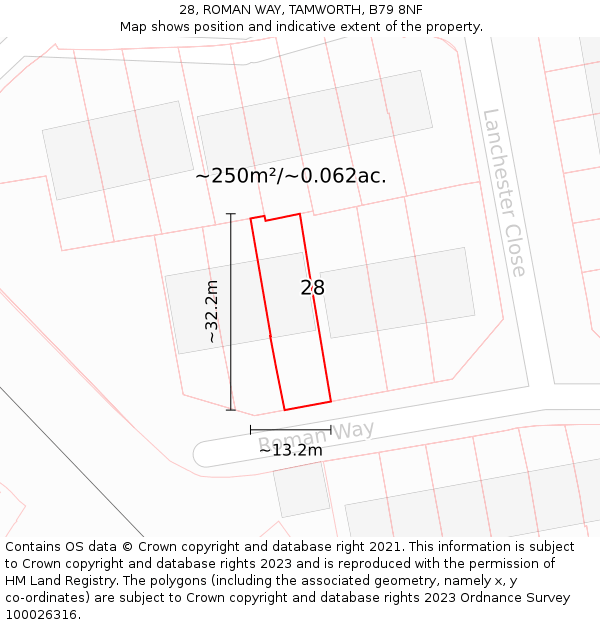 28, ROMAN WAY, TAMWORTH, B79 8NF: Plot and title map