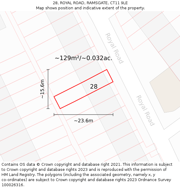 28, ROYAL ROAD, RAMSGATE, CT11 9LE: Plot and title map