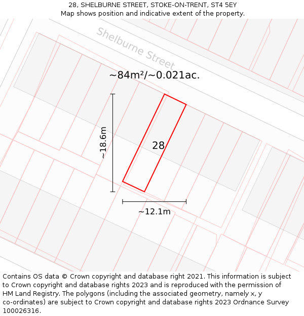 28, SHELBURNE STREET, STOKE-ON-TRENT, ST4 5EY: Plot and title map