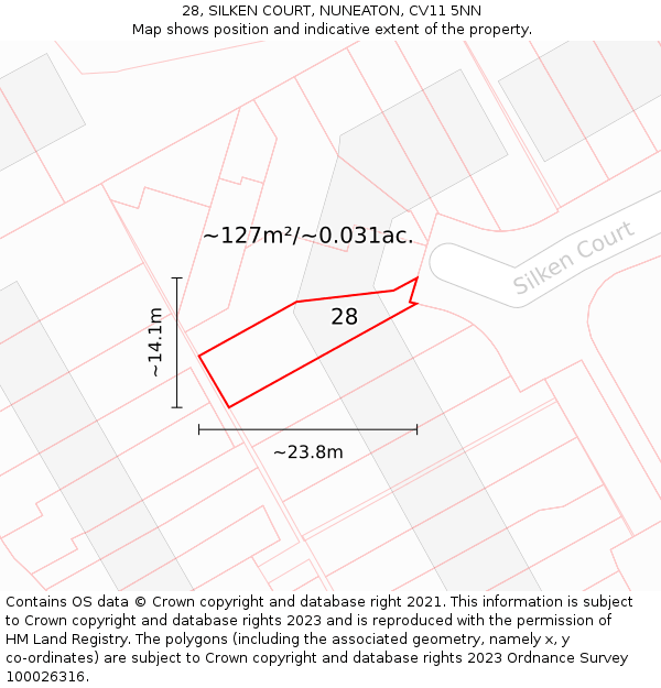 28, SILKEN COURT, NUNEATON, CV11 5NN: Plot and title map