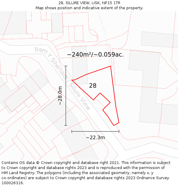 28, SILURE VIEW, USK, NP15 1TR: Plot and title map