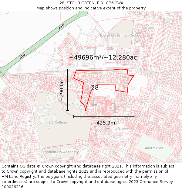 28, STOUR GREEN, ELY, CB6 2WX: Plot and title map