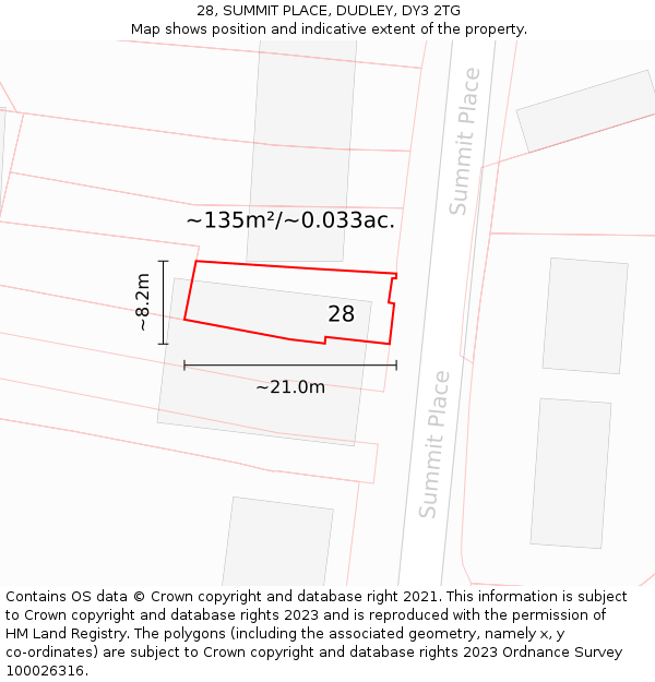 28, SUMMIT PLACE, DUDLEY, DY3 2TG: Plot and title map