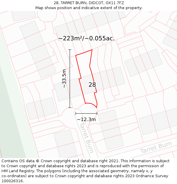 28, TARRET BURN, DIDCOT, OX11 7FZ: Plot and title map