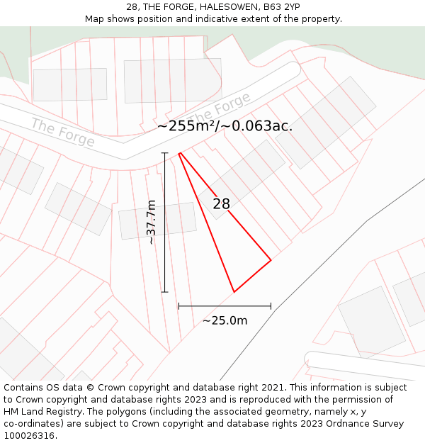 28, THE FORGE, HALESOWEN, B63 2YP: Plot and title map