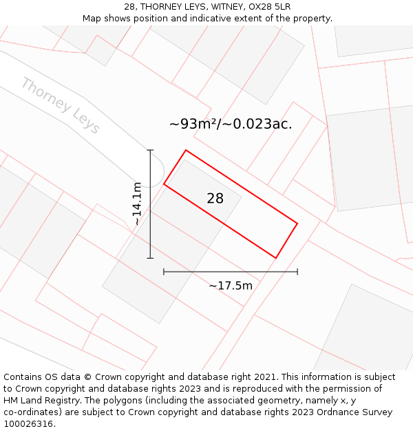 28, THORNEY LEYS, WITNEY, OX28 5LR: Plot and title map