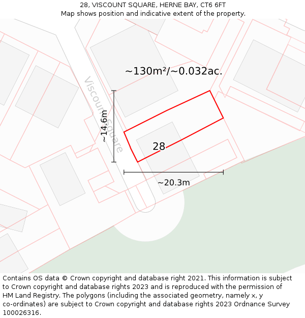 28, VISCOUNT SQUARE, HERNE BAY, CT6 6FT: Plot and title map