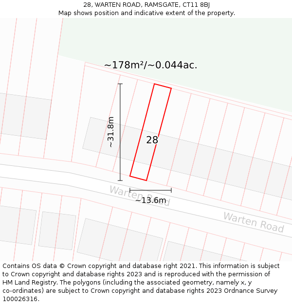 28, WARTEN ROAD, RAMSGATE, CT11 8BJ: Plot and title map