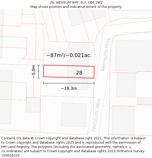 28, WENSUM WAY, ELY, CB6 2WZ: Plot and title map