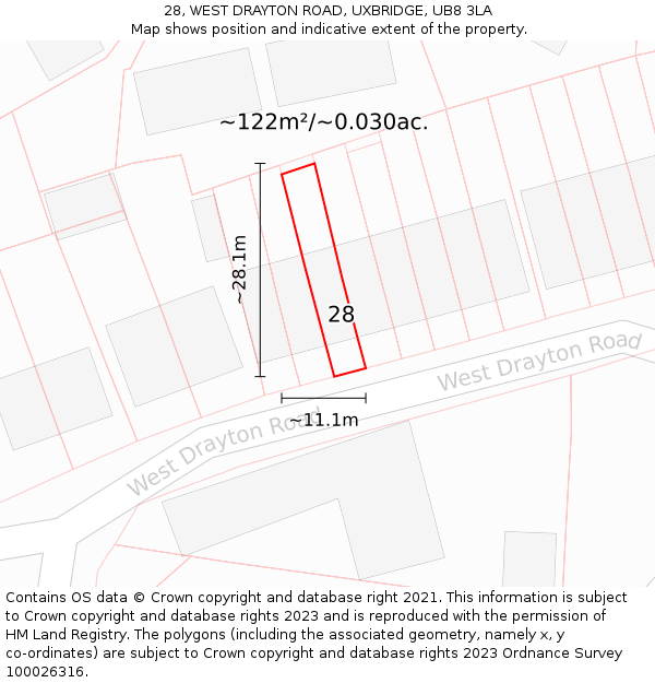 28, WEST DRAYTON ROAD, UXBRIDGE, UB8 3LA: Plot and title map