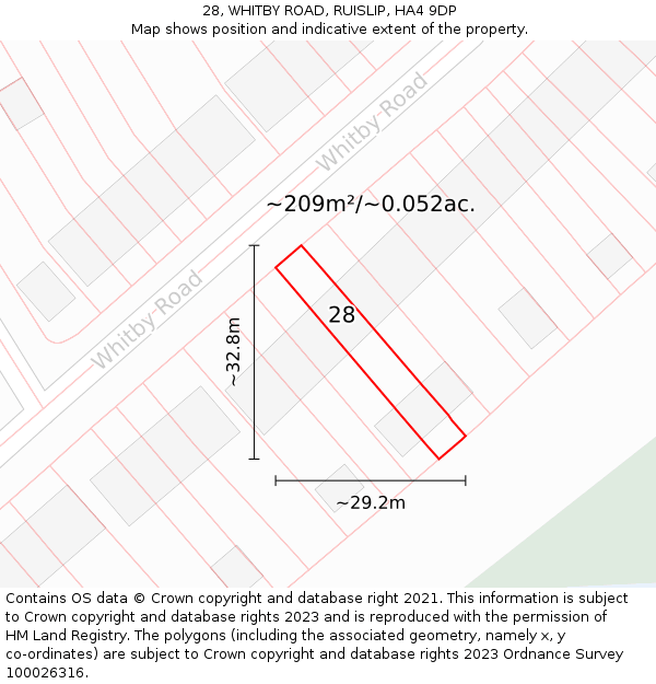 28, WHITBY ROAD, RUISLIP, HA4 9DP: Plot and title map
