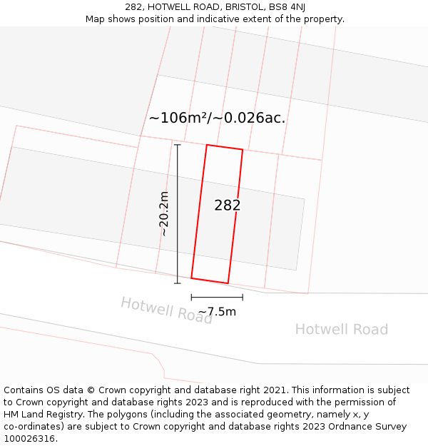 282, HOTWELL ROAD, BRISTOL, BS8 4NJ: Plot and title map