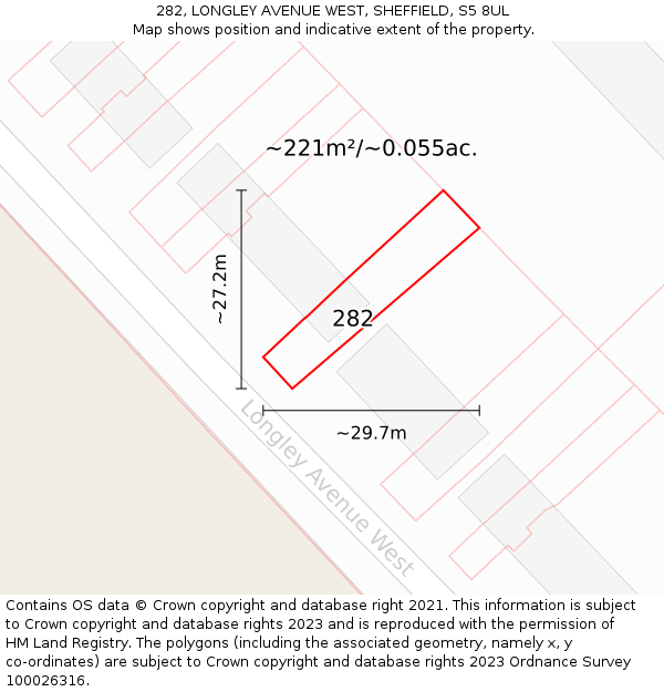 282, LONGLEY AVENUE WEST, SHEFFIELD, S5 8UL: Plot and title map