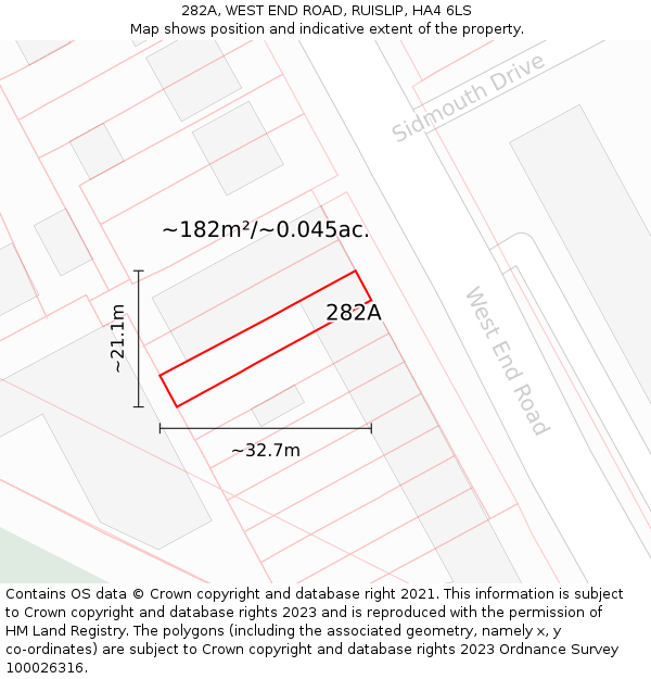 282A, WEST END ROAD, RUISLIP, HA4 6LS: Plot and title map