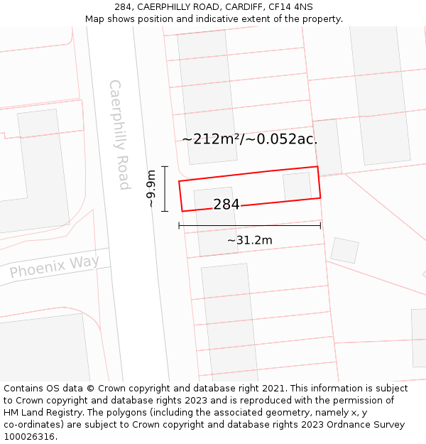 284, CAERPHILLY ROAD, CARDIFF, CF14 4NS: Plot and title map