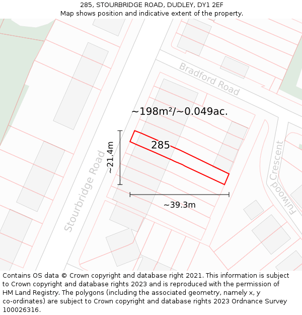285, STOURBRIDGE ROAD, DUDLEY, DY1 2EF: Plot and title map