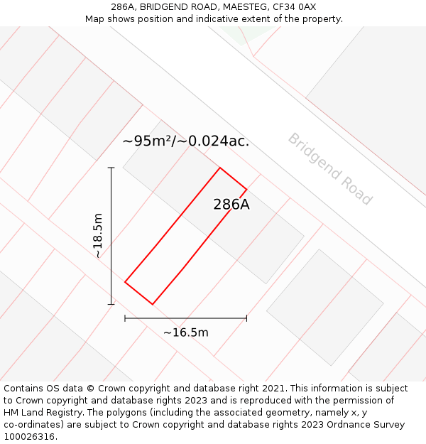 286A, BRIDGEND ROAD, MAESTEG, CF34 0AX: Plot and title map