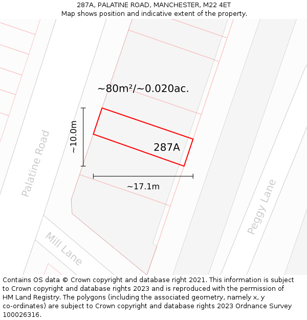 287A, PALATINE ROAD, MANCHESTER, M22 4ET: Plot and title map