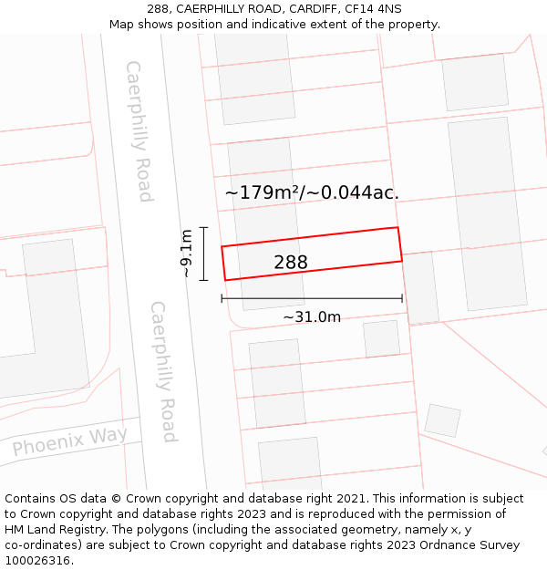 288, CAERPHILLY ROAD, CARDIFF, CF14 4NS: Plot and title map