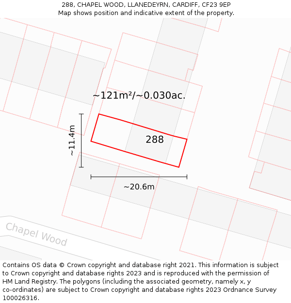 288, CHAPEL WOOD, LLANEDEYRN, CARDIFF, CF23 9EP: Plot and title map