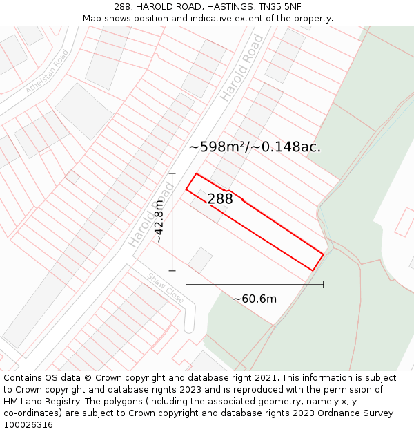 288, HAROLD ROAD, HASTINGS, TN35 5NF: Plot and title map