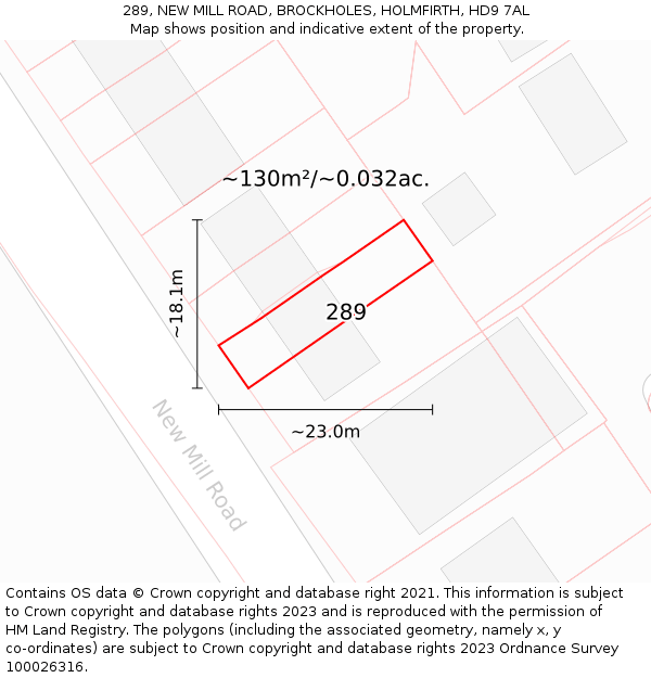 289, NEW MILL ROAD, BROCKHOLES, HOLMFIRTH, HD9 7AL: Plot and title map