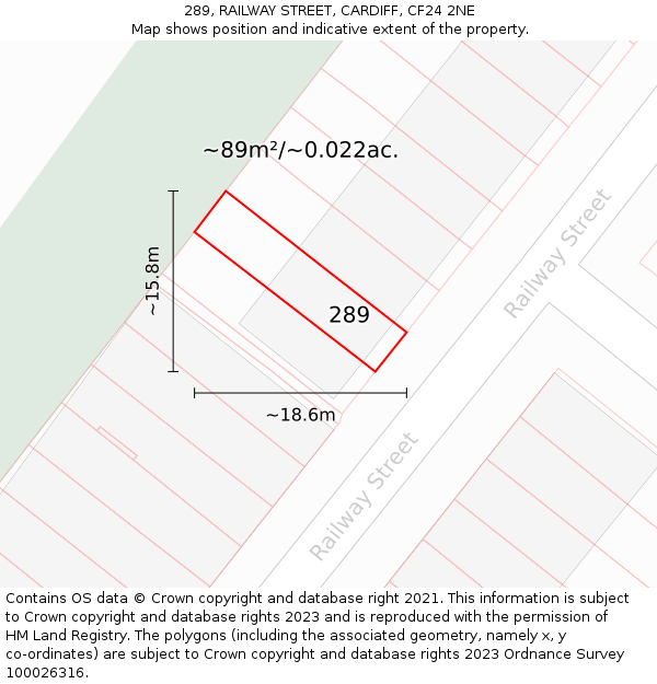 289, RAILWAY STREET, CARDIFF, CF24 2NE: Plot and title map