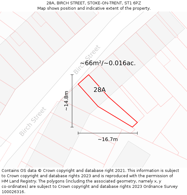28A, BIRCH STREET, STOKE-ON-TRENT, ST1 6PZ: Plot and title map