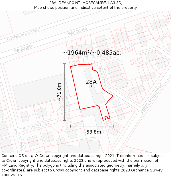 28A, DEANPOINT, MORECAMBE, LA3 3DJ: Plot and title map