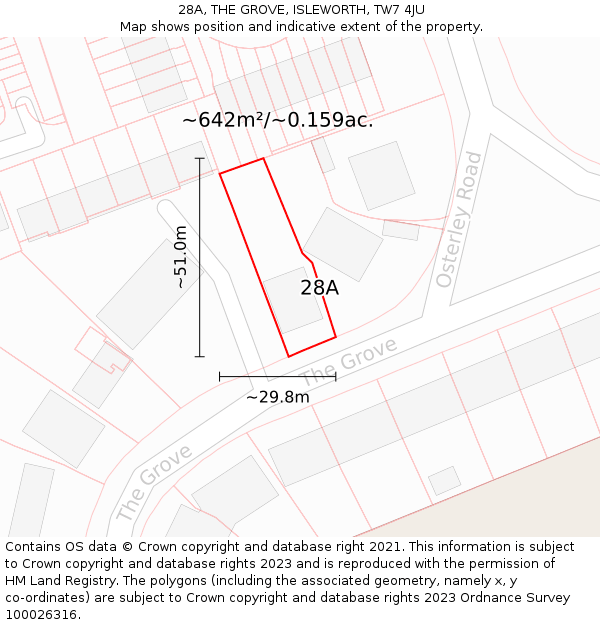 28A, THE GROVE, ISLEWORTH, TW7 4JU: Plot and title map
