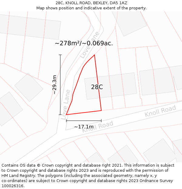 28C, KNOLL ROAD, BEXLEY, DA5 1AZ: Plot and title map