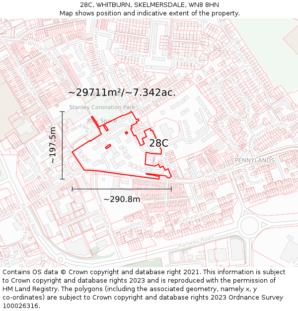 28C, WHITBURN, SKELMERSDALE, WN8 8HN: Plot and title map