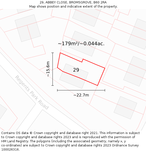 29, ABBEY CLOSE, BROMSGROVE, B60 2RA: Plot and title map