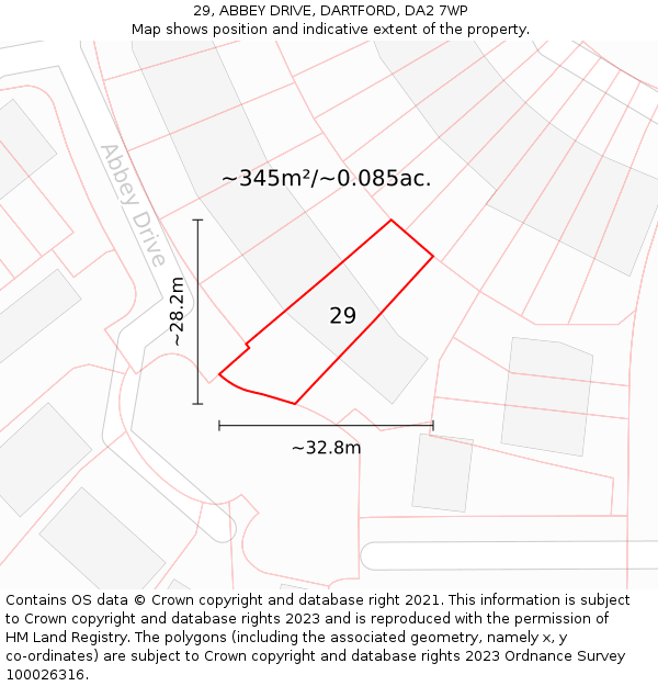 29, ABBEY DRIVE, DARTFORD, DA2 7WP: Plot and title map
