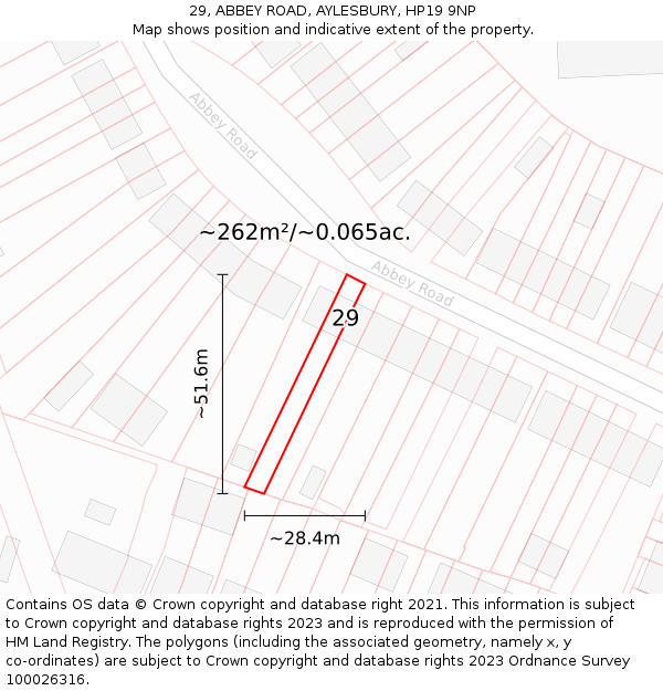 29, ABBEY ROAD, AYLESBURY, HP19 9NP: Plot and title map
