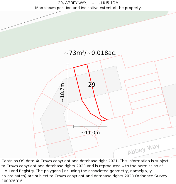 29, ABBEY WAY, HULL, HU5 1DA: Plot and title map